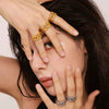 Wholesale Stainless Steel Geometric Hollow Woven Heavy Industry Open Light Luxury Style Finger Ring Electroplated 18K Real Gold