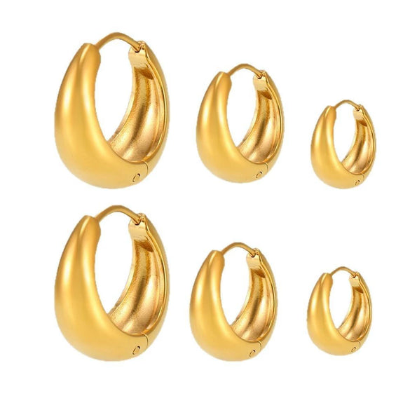 Wholesale 316L Stainless Steel Geometric Hoop Earrings For Women High Polished Gold Colormatching Electroplated