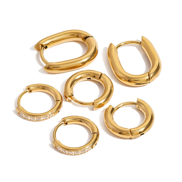 Wholesale Stainless Steel Geometric Hoop Earrings With Diamonds Electroplated For Women