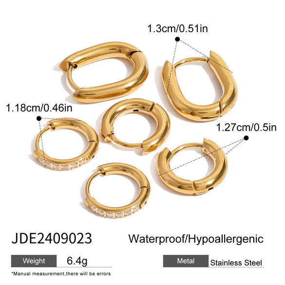 Wholesale Stainless Steel Geometric Hoop Earrings With Diamonds Electroplated For Women
