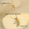 Wholesale Stainless Steel Geometric Horn Pendant Necklace With Colorful Zircon Electroplated Fashion Design For Women