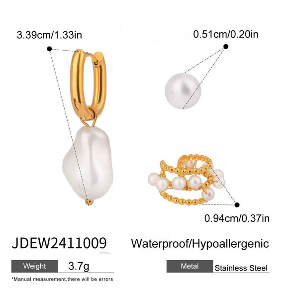 Wholesale Stainless Steel Geometric Imitation Pearl Ear Clip Earrings Electroplated For Women