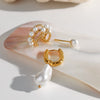Wholesale Stainless Steel Geometric Imitation Pearl Ear Clip Earrings Electroplated For Women