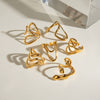 Wholesale Stainless Steel Geometric Irregular Adjustable Opening Ring For Women With Electroplating Design