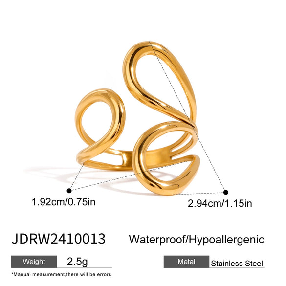 Wholesale Stainless Steel Geometric Irregular Adjustable Opening Ring For Women With Electroplating Design