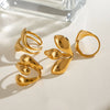 Wholesale Stainless Steel Geometric Irregular Drop Shaped Opening Ring Jewelry With Electroplating