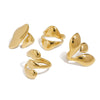Wholesale Stainless Steel Geometric Irregular Drop Shaped Opening Ring Jewelry With Electroplating
