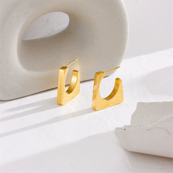 Wholesale Stainless Steel Geometric Irregular Electroplated Women's Earrings