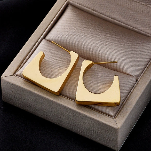 Wholesale Stainless Steel Geometric Irregular Electroplated Women's Earrings