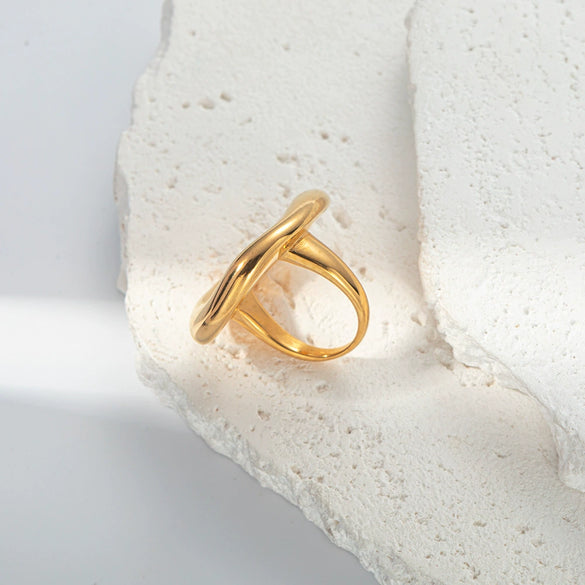 Wholesale Stainless Steel Geometric Irregular Hollow Design Ring For Women With Electroplating Treatment