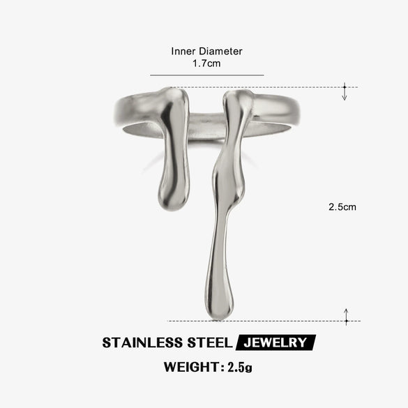 Wholesale Stainless Steel Geometric Irregular Lava Open Ring For Women With Electroplating