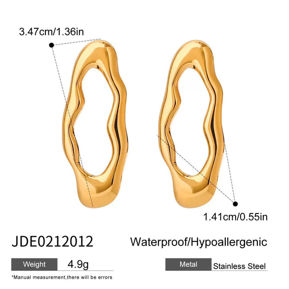 Wholesale Stainless Steel Geometric Irregular Lava Oshaped Electroplated Unisex Earrings