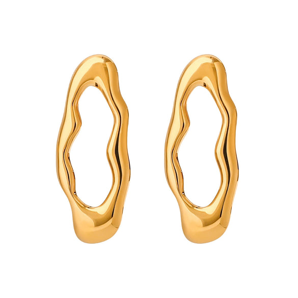 Wholesale Stainless Steel Geometric Irregular Lava Oshaped Electroplated Unisex Earrings