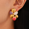 Wholesale 316L Stainless Steel Geometric Irregular Oil Drop Exaggerated Fashion Electroplated Women's Earrings