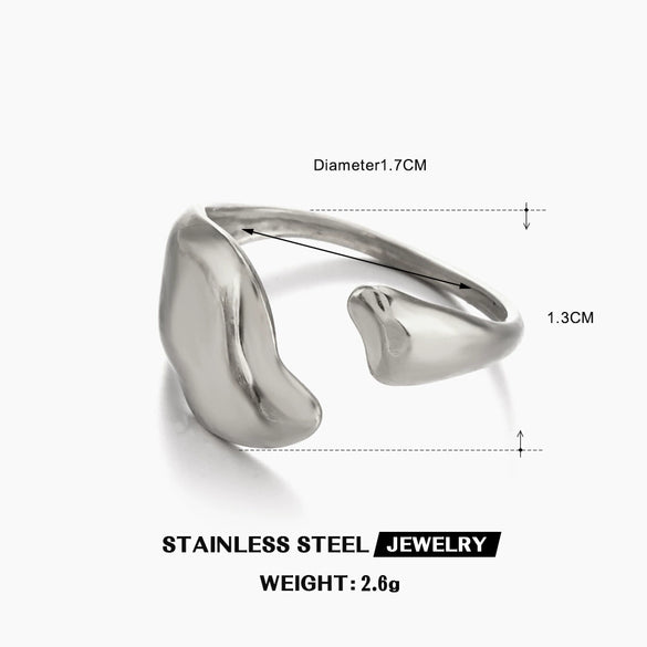 Wholesale Stainless Steel Geometric Irregular Open Ring For Women With Polished And Electroplated Finish