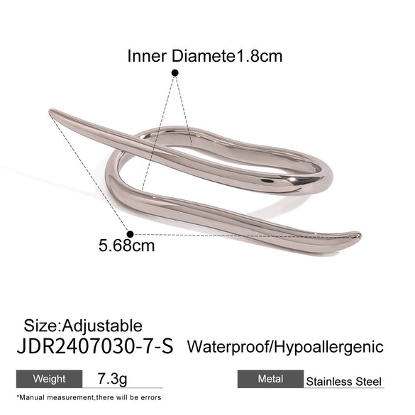 Wholesale Stainless Steel Geometric Irregular Opening Ring Electroplated Hand Jewelry