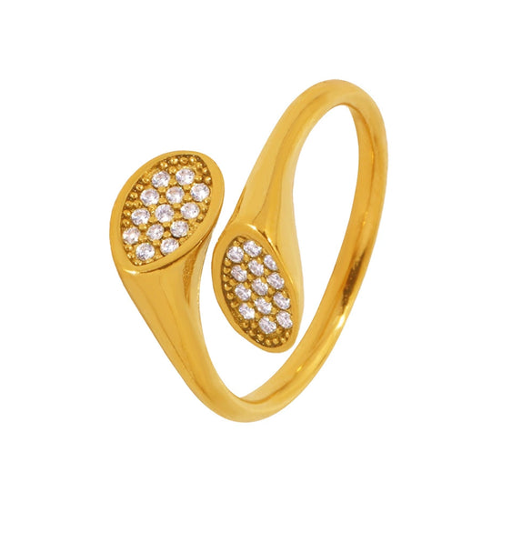 Wholesale Stainless Steel Geometric Irregular Opening Zircon Ring With Electroplating For Women Light Luxury Style