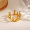 Wholesale Stainless Steel Geometric Irregular Shaped Hip Hop Ring 18K Gold Plated