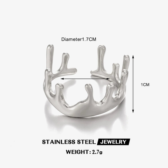 Wholesale Stainless Steel Geometric Irregular Shaped Hip Hop Ring 18K Gold Plated