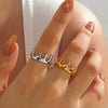 Wholesale Stainless Steel Geometric Irregular Shaped Hip Hop Ring 18K Gold Plated