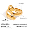 Wholesale Stainless Steel Geometric Irregular Twisted Spiral Ring With 18K Gold Electroplating