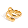 Wholesale Stainless Steel Geometric Irregular Twisted Spiral Ring With 18K Gold Electroplating