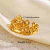 Wholesale Stainless Steel Geometric Leaf Opening Adjustment Crown Ring For Women With Electroplating Treatment Plant Flowers Style