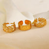 Wholesale Stainless Steel Geometric Leaf Opening Adjustment Crown Ring For Women With Electroplating Treatment Plant Flowers Style