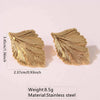 Wholesale Stainless Steel Geometric Leaf Textured Electroplated Earrings For Women With Light Luxury Temperament