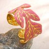 Wholesale Stainless Steel Geometric Leafshaped Electroplated Oilpressed Bracelet