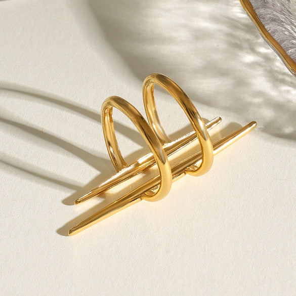 Wholesale Stainless Steel Geometric Light Luxury Ring With Electroplating Treatment For Women
