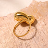 Wholesale 316L Stainless Steel Geometric Light Luxury Style Electroplated Hollow Opening Comma Drop Tail Ring