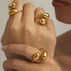 Wholesale 316L Stainless Steel Geometric Light Luxury Style Electroplated Hollow Opening Comma Drop Tail Ring