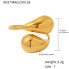Wholesale 316L Stainless Steel Geometric Light Luxury Style Electroplated Hollow Opening Comma Drop Tail Ring