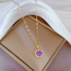 Wholesale Stainless Steel Geometric Light Luxury Style Women's Micro Diamond Necklace