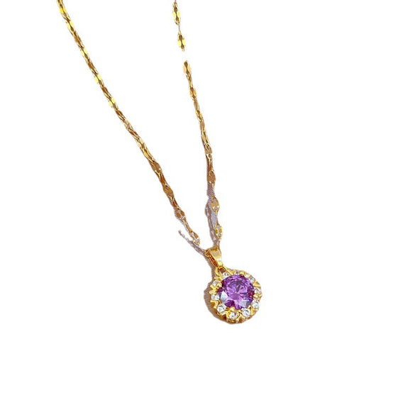 Wholesale Stainless Steel Geometric Light Luxury Style Women's Micro Diamond Necklace