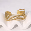 Wholesale Stainless Steel Geometric Line Cross Open Bracelet For Women Electroplated Minimalist Style