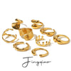 Wholesale Stainless Steel Geometric Line Hip Hop Opening Adjustable Women's Ring With Electroplating