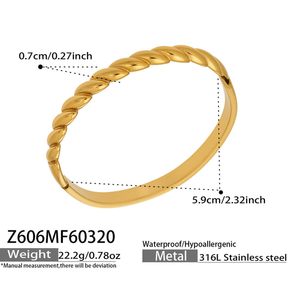 Wholesale Stainless Steel Geometric Line Ring Buckle Bracelet Set 18K Gold Plated Accessories
