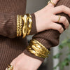 Wholesale Stainless Steel Geometric Line Ring Buckle Bracelet Set 18K Gold Plated Accessories