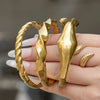 Wholesale Stainless Steel Geometric Line Ring Buckle Bracelet Set 18K Gold Plated Accessories