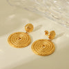 Wholesale Stainless Steel Geometric Linear Winding Hammering Pattern Earrings For Women With Electroplating
