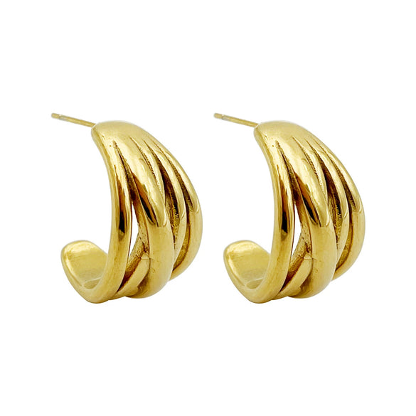 Wholesale Stainless Steel Geometric Lines Retro Earrings With Electroplating