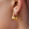 Wholesale Stainless Steel Geometric Lock Earrings Classic Style With Electroplating For Women