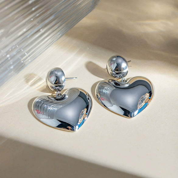 Wholesale Stainless Steel Geometric Love Ball Earrings Jewelry For Women With Electroplating