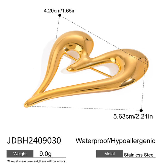 Wholesale Stainless Steel Geometric Love Brooch Electroplated Light Luxury Design Simple Versatile For Women