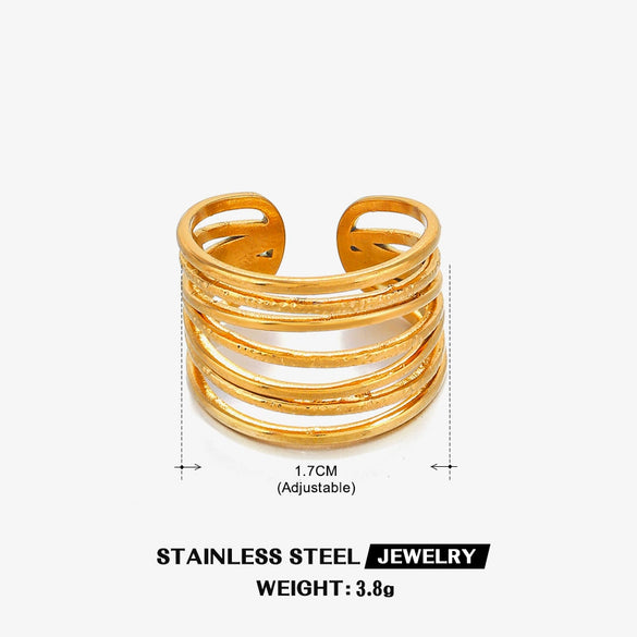 Wholesale Stainless Steel Geometric Love Open Ring For Women 18K Gold Plated