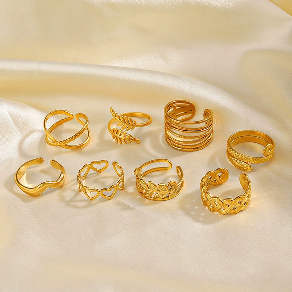 Wholesale Stainless Steel Geometric Love Open Ring For Women 18K Gold Plated