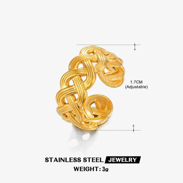 Wholesale Stainless Steel Geometric Love Open Ring For Women 18K Gold Plated