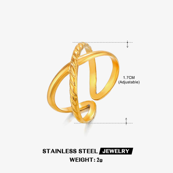 Wholesale Stainless Steel Geometric Love Open Ring For Women 18K Gold Plated